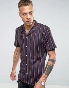 Рубашка в полоску классического кроя с отложным воротником ASOS - Красный