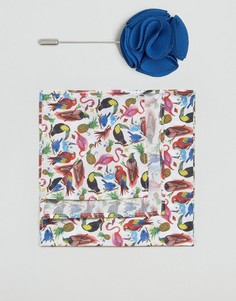 Платок для нагрудного кармана с птицами Gianni Feraud Liberty - Кремовый