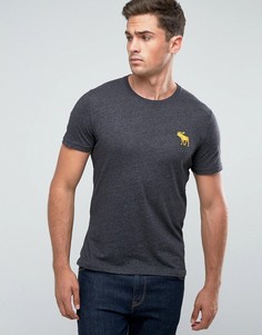 Черная выбеленная обтягивающая футболка с большим логотипом Abercrombie &amp; Fitch - Серый
