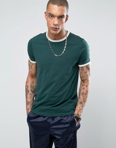 Футболка с контрастным кантом ASOS - Зеленый