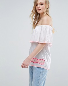 Топ с вырезом лодочкой и вышивкой Liquorish - Белый