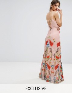 Платье макси с принтом и шнуровкой сзади Hope &amp; Ivy - Розовый