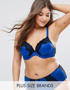 Блестящий бюстгальтер со звериным принтом Yours Clothing - Синий