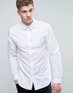 Узкая рубашка с мелким принтом Jack &amp; Jones Core - Белый