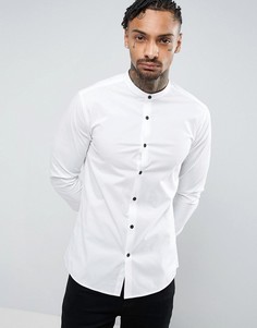 Белая эластичная рубашка узкого кроя с контрастными пуговицами ASOS - Белый