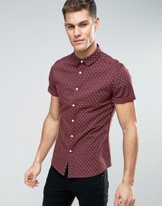 Эластичная облегающая рубашка в горошек ASOS - Красный