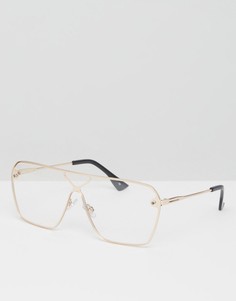 Очки-маска в оправе цвета розового золота с прозрачными стеклами ASOS - Золотой