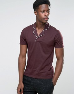 Футболка-поло с отложным воротником и отделочными швами ASOS - Красный