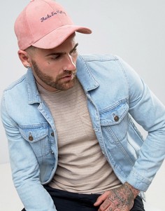 Розовая вельветовая бейсболка с вышивкой ASOS - Розовый