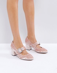 Туфли на среднем каблуке с пряжкой и камнями ASOS SUNSHINE - Розовый