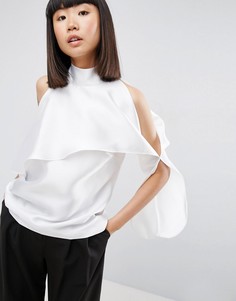 Топ без рукавов с оборкой ASOS WHITE - Белый