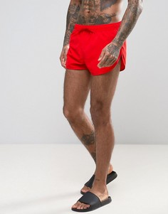 Короткие шорты для плавания красного цвета с разрезами по бокам ASOS - Красный