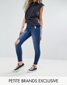 Зауженные джинсы с рваной отделкой Urban Bliss Petite - Синий