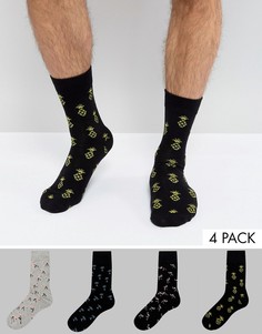 4 пары носков с фламинго и пальмами Jack & Jones - Мульти