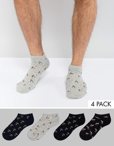 4 пары спортивных носков с фламинго и пальмами Jack & Jones - Мульти