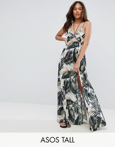 Пляжное платье макси с пальмовым принтом ASOS TALL - Мульти