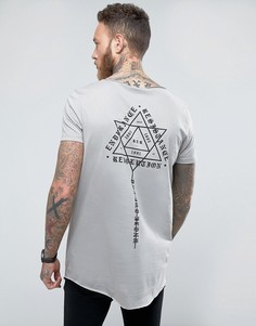 Длинная футболка с принтом ASOS - Серый