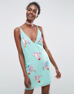 Платье мини на тонких бретельках ASOS - Синий