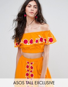 Топ с открытыми плечами и вышивкой ASOS TALL - Оранжевый