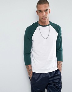 Футболка с контрастными рукавами реглан 3/4 ASOS - Белый
