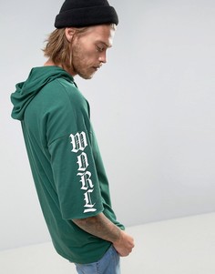 Oversize-футболка с капюшоном и принтом на рукавах ASOS - Зеленый