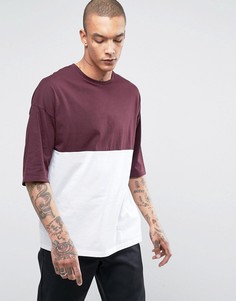 Свободная футболка в стиле колор блок ASOS - Красный
