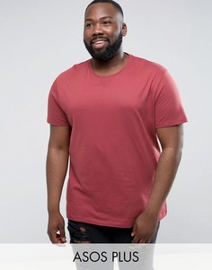 Длинная футболка с круглым вырезом ASOS PLUS - Красный