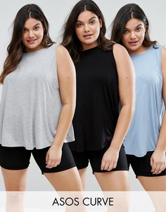 Набор из 3 свободных топов ASOS CURVE - СКИДКА 15 - Мульти