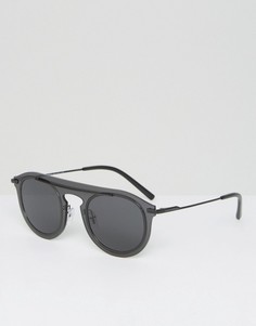 Круглые солнцезащитные очки с плоскими линзами Dolce &amp; Gabbana - Черный