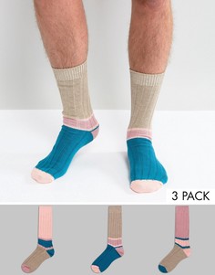Набор из 3 пар толстых носков в стиле колор блок ASOS - Мульти