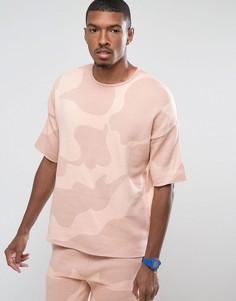 Розовая трикотажная oversize-футболка с камуфляжным принтом ASOS - Розовый