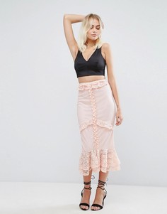 Сетчатая юбка с оборками PrettyLittleThing - Розовый