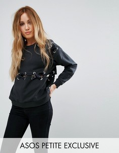 Свитшот с отделкой люверсами ASOS PETITE - Черный