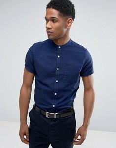 Зауженная оксфордская рубашка с короткими рукавами Burton Menswear - Темно-синий