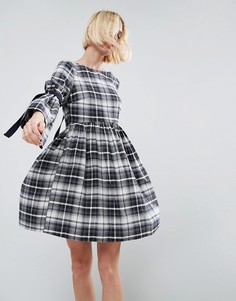Свободное платье в клетку с поплиновой отделкой ASOS - Мульти