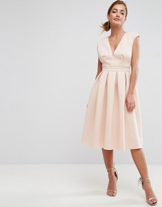 Платье миди с глубоким вырезом ASOS - Розовый