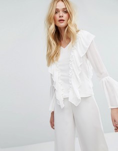 Блузка с рюшами спереди Aeryne - Белый