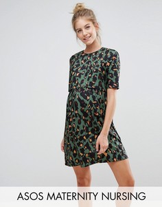 Платье для кормящих мам с анималистичным принтом ASOS Maternity - Зеленый