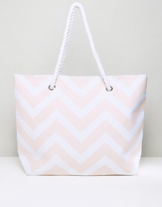 Розовая пляжная сумка с принтом шеврон South Beach - Розовый