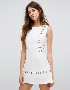 Короткое приталенное платье с вырезами и люверсами Glamorous - Белый