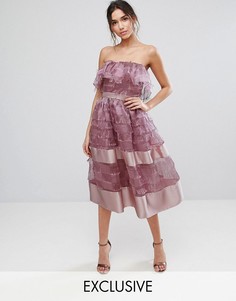 Фактурное платье миди с оборкой и отделкой по краю True Violet - Фиолетовый