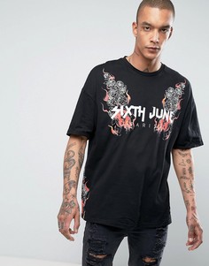 Черная футболка с эффектом поношенности Sixth June Rock - Черный