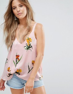 Атласный топ с цветочным принтом ASOS - Мульти