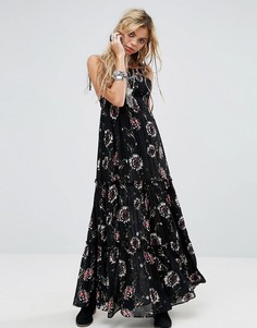 Платье макси с цветочным принтом Free People - Черный
