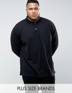 Черная футболка-поло с длинными рукавами Jacamo PLUS - Черный