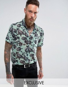 Рубашка классического кроя с принтом роз Reclaimed Vintage Inspired - Синий