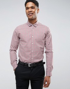 Бордовая зауженная рубашка в клетку ASOS - Красный