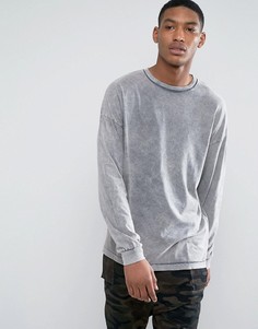 Серая oversize-футболка с эффектом кислотной стирки ASOS - Серый