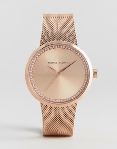 Золотисто-розовые часы с сетчатым ремешком Armani Exchange Liv - Золотой