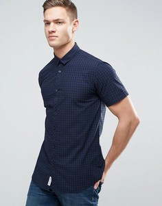 Узкая рубашка в клетку с короткими рукавами Jack & Jones - Черный